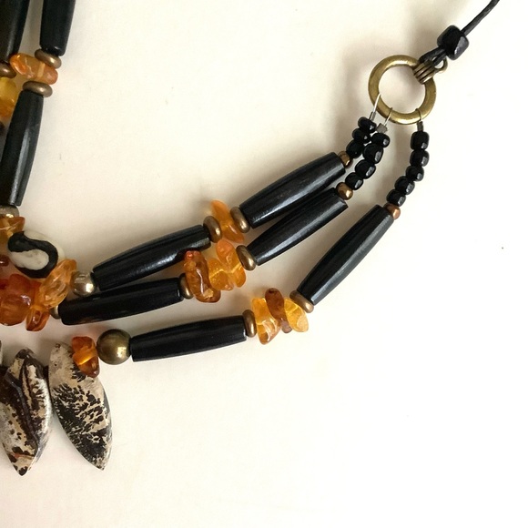 Amber, hairpipe and jasper handmade choker boho festival necklace - Picture 3 of 4